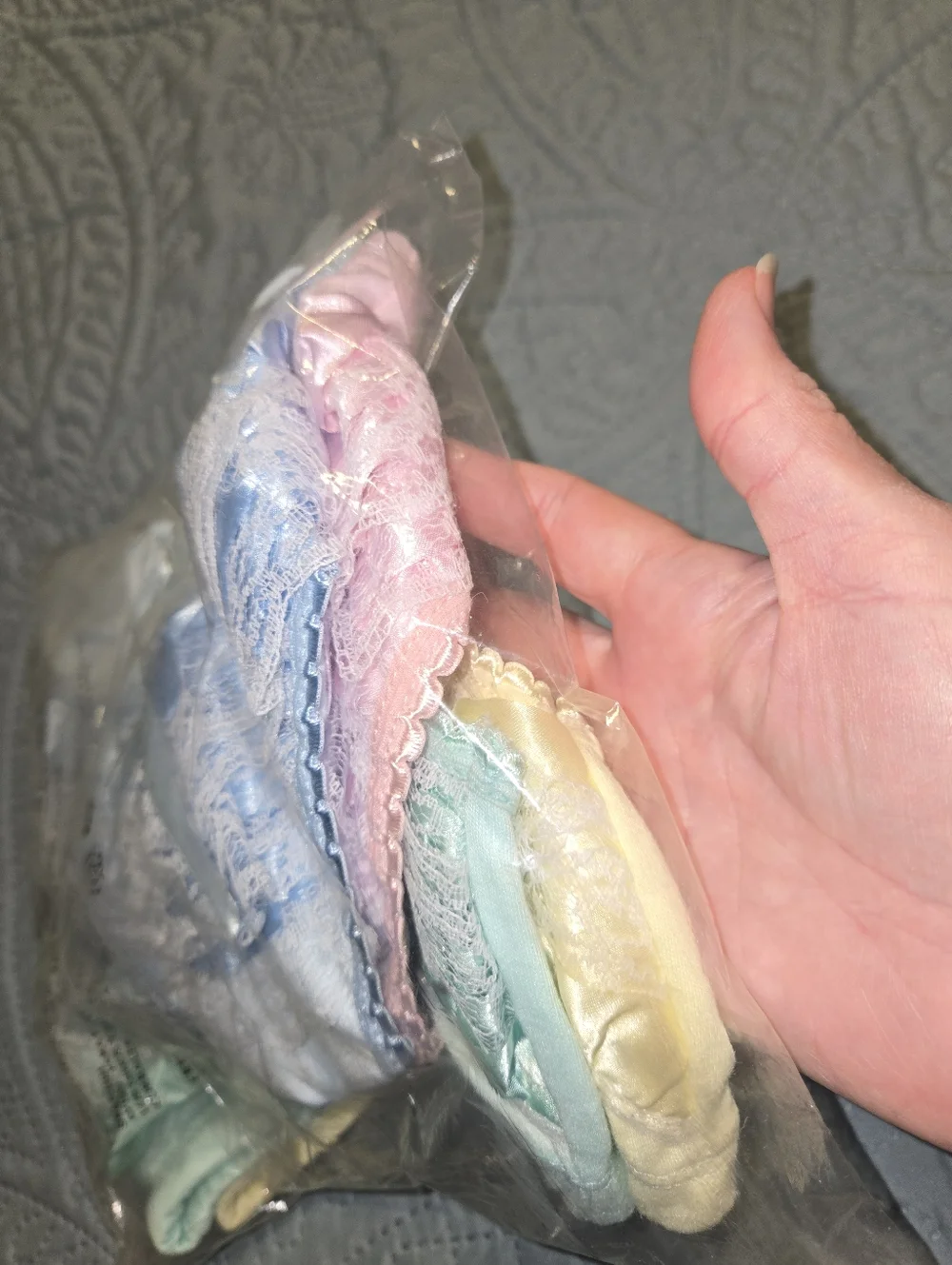 Girl's 9-12M Cotton Ruffle Lace Bloomers Diaper Covers- Pastel Multi-Pack